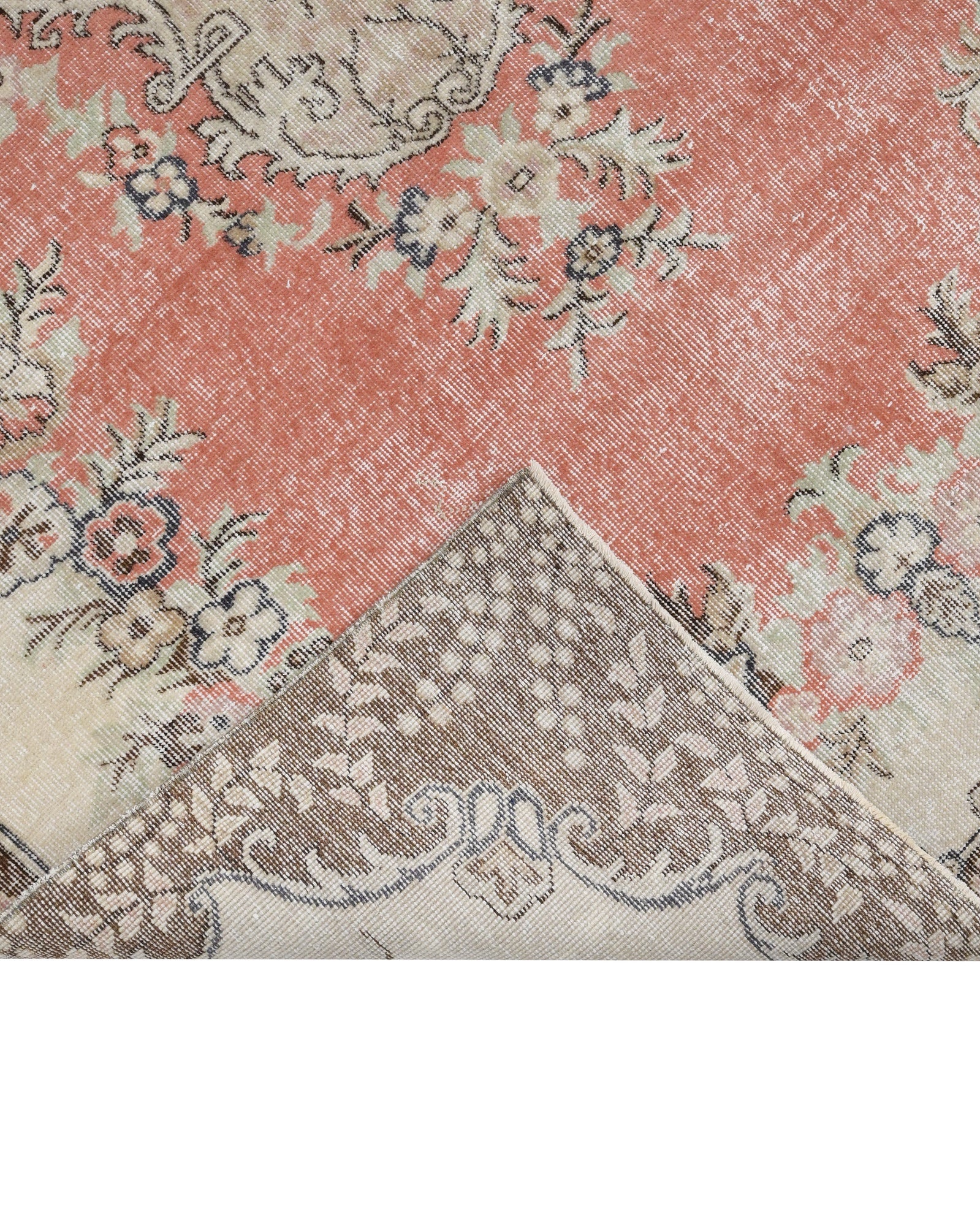 Vintage Kırmızı Göbekli Yün ve Pamuk El Dokuma Halı 170x273 Şark Halı