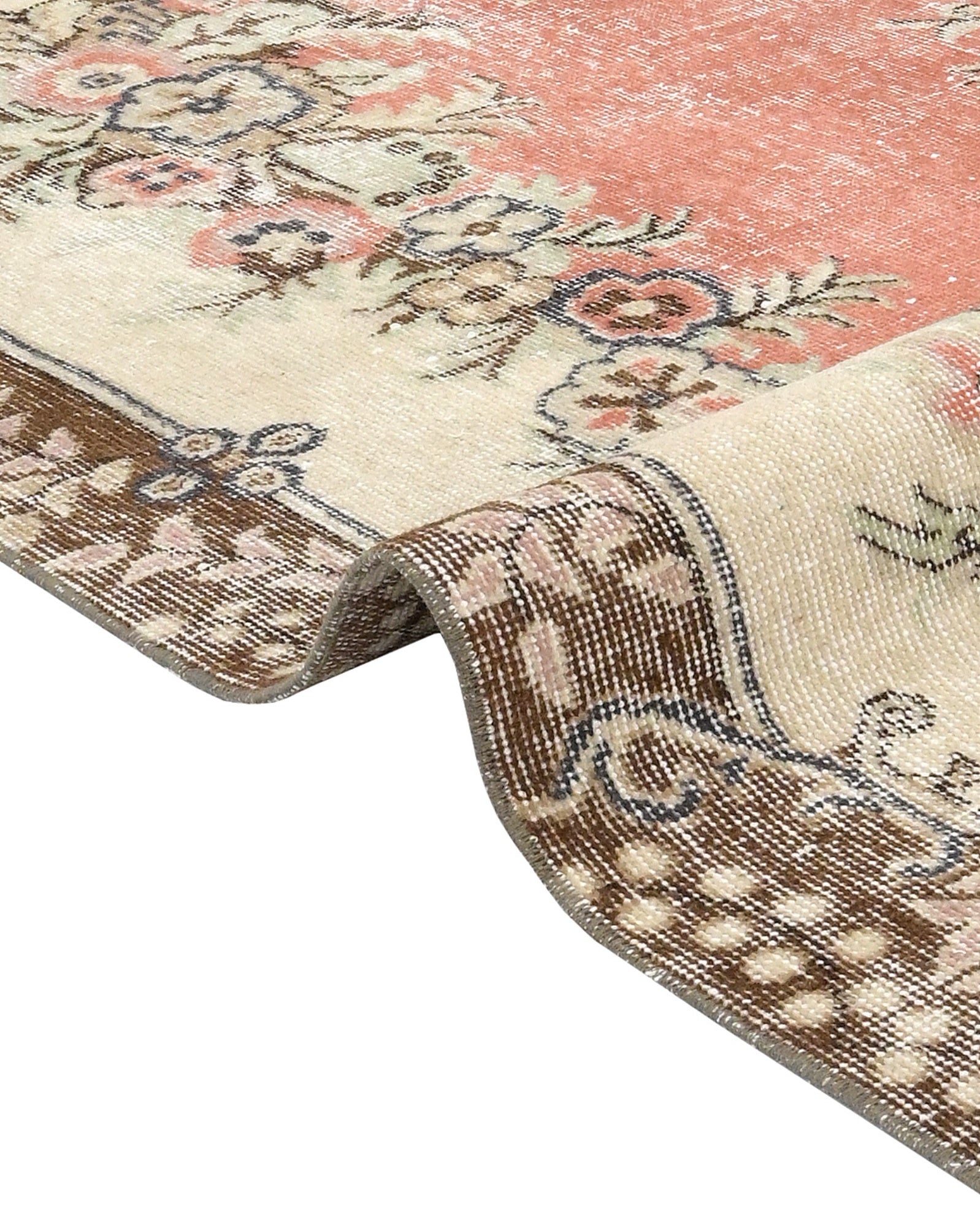 Vintage Kırmızı Göbekli Yün ve Pamuk El Dokuma Halı 170x273 Şark Halı