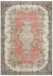 Vintage Kırmızı Göbekli Yün ve Pamuk El Dokuma Halı 170x273 Şark Halı