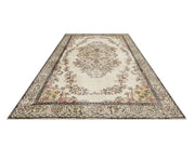 Vintage Kahverengi Göbekli Yün ve Pamuk El Dokuma Halı 184x297 Şark Halı