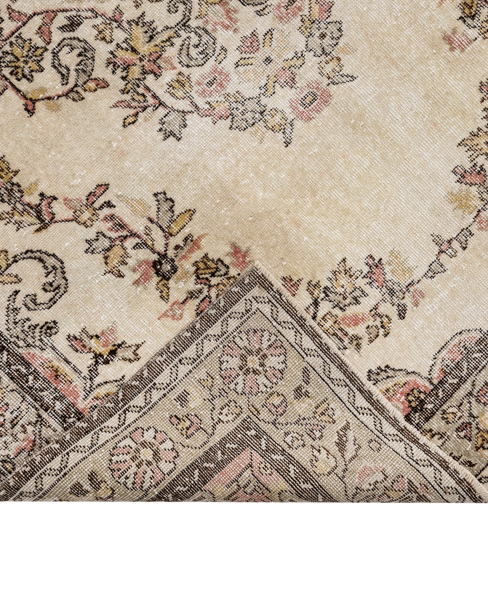 Vintage Kahverengi Göbekli Yün ve Pamuk El Dokuma Halı 184x297 Şark Halı