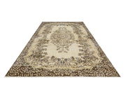 Vintage Kahverengi Göbekli Yün ve Pamuk El Dokuma Halı 168x270 Şark Halı