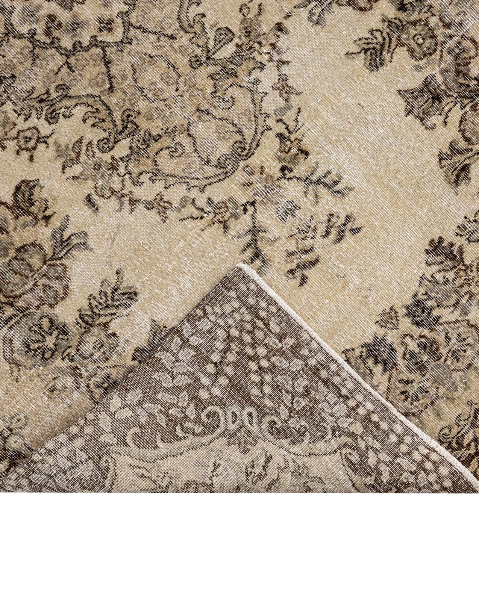 Vintage Kahverengi Göbekli Yün ve Pamuk El Dokuma Halı 168x270 Şark Halı