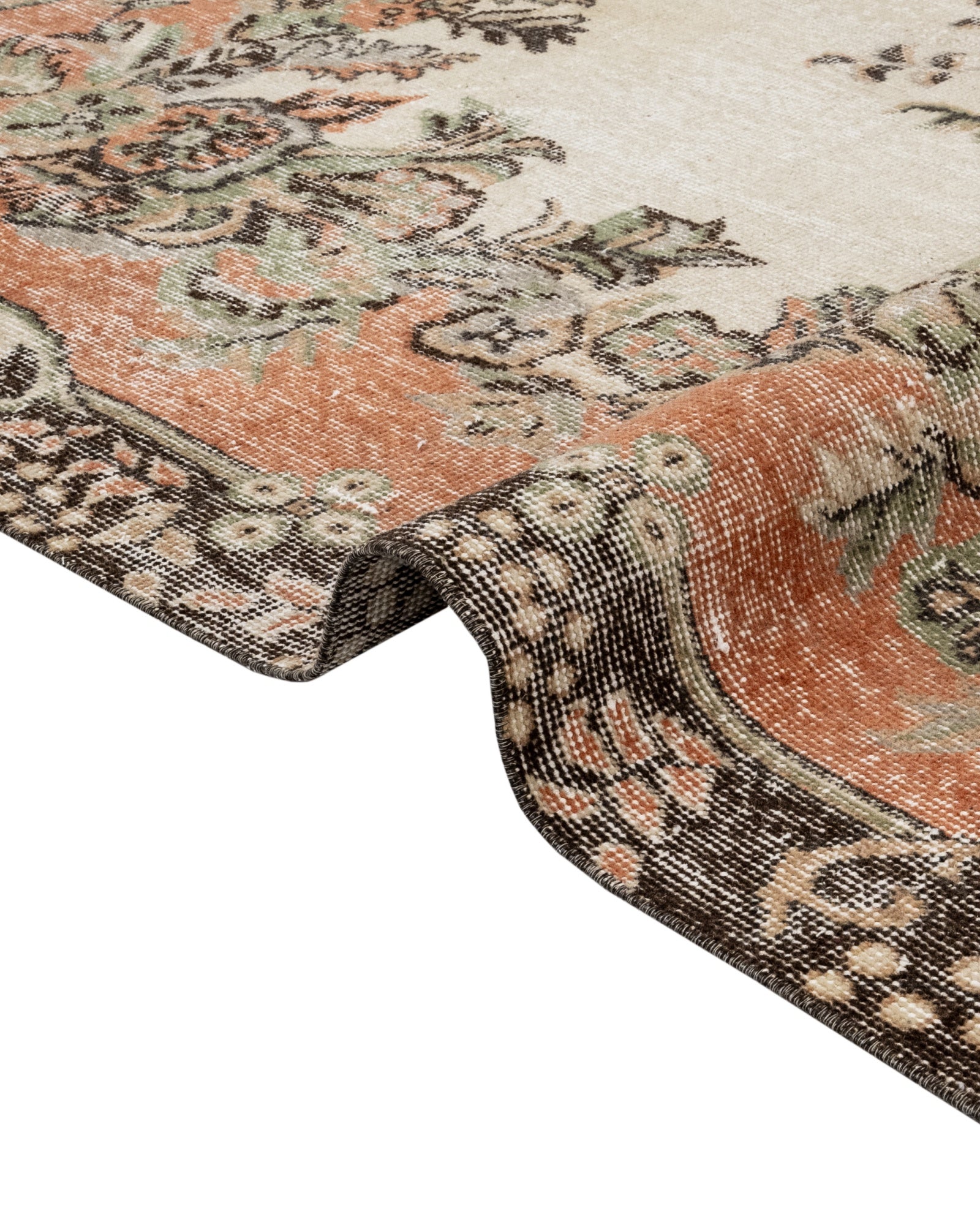 Vintage Kırmızı Göbekli Yün ve Pamuk El Dokuma Halı 172x310 Şark Halı