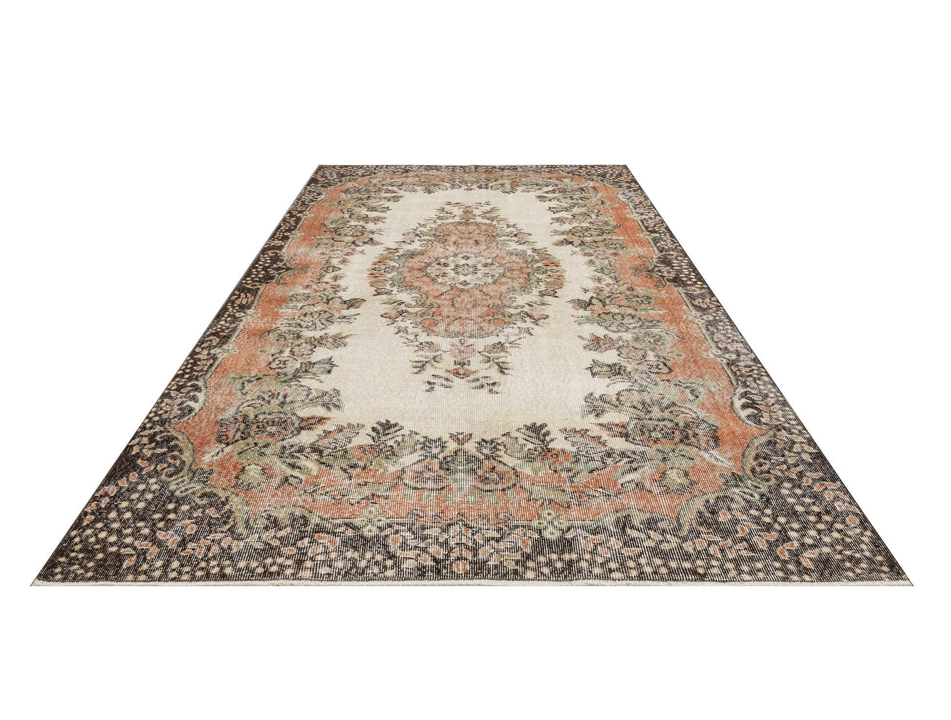 Vintage Kırmızı Göbekli Yün ve Pamuk El Dokuma Halı 172x310 Şark Halı