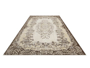 Vintage Kahverengi Göbekli Yün ve Pamuk El Dokuma Halı 185x297 Şark Halı