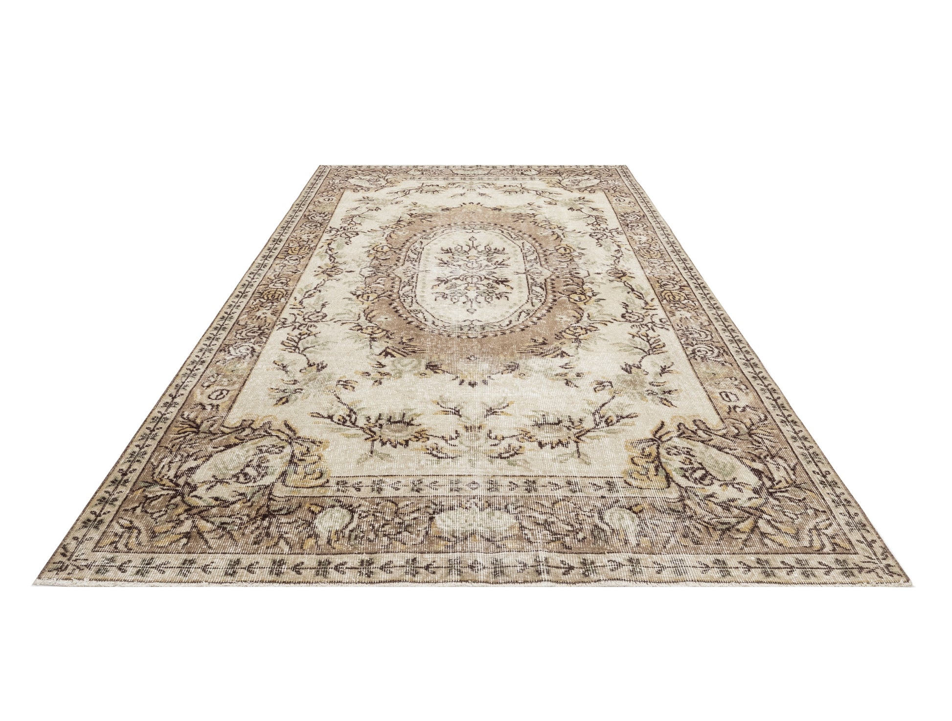 Vintage Kahverengi Göbekli Yün ve Pamuk El Dokuma Halı 160x269 Şark Halı