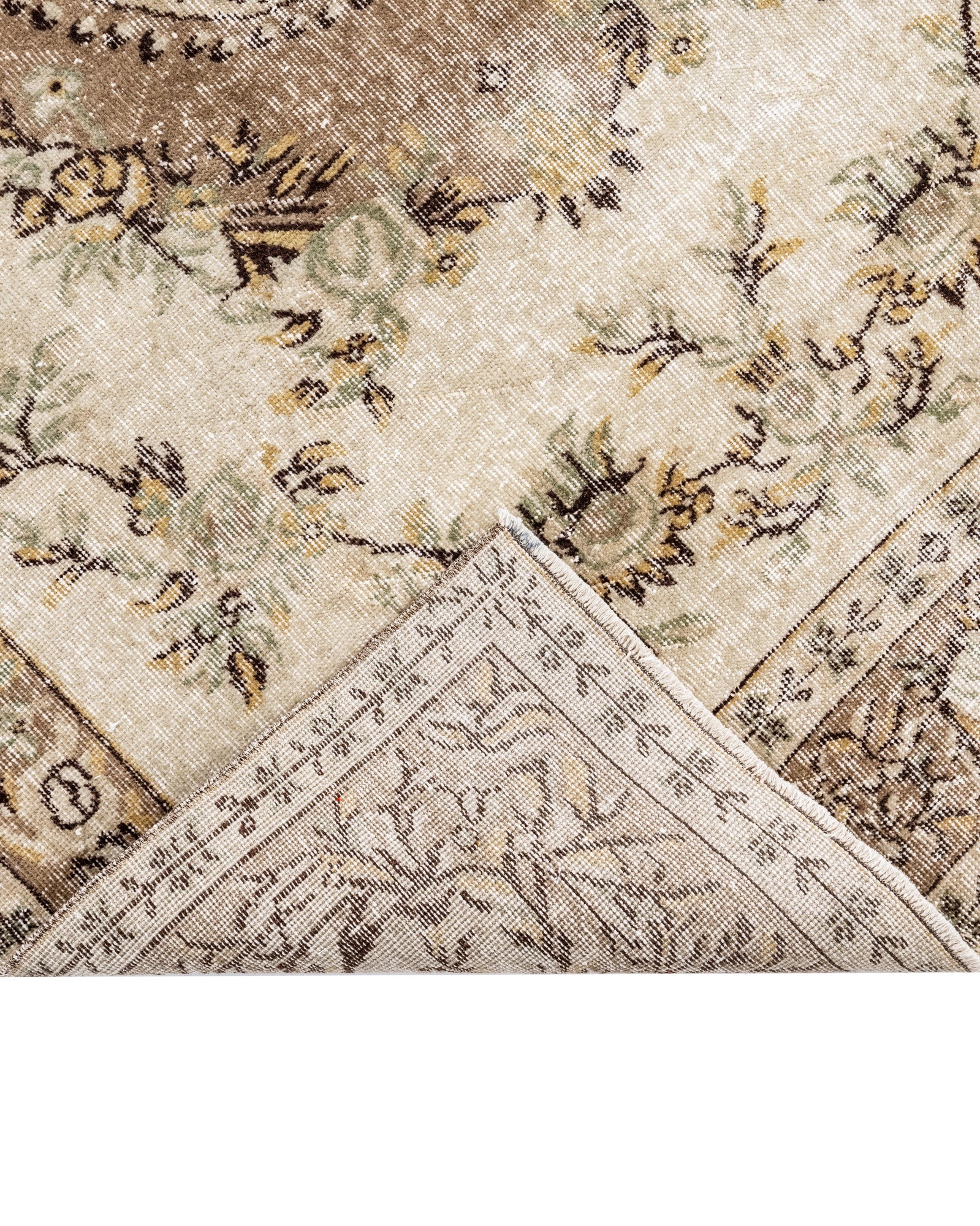 Vintage Kahverengi Göbekli Yün ve Pamuk El Dokuma Halı 160x269 Şark Halı