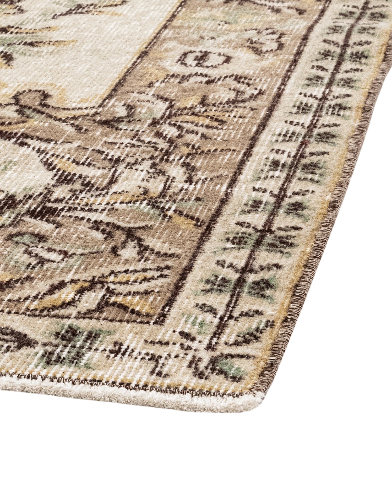 Vintage Kahverengi Göbekli Yün ve Pamuk El Dokuma Halı 160x269 Şark Halı