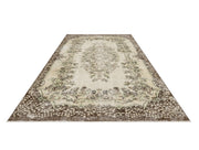 Vintage Kahverengi Göbekli Yün ve Pamuk El Dokuma Halı 170x272 Şark Halı