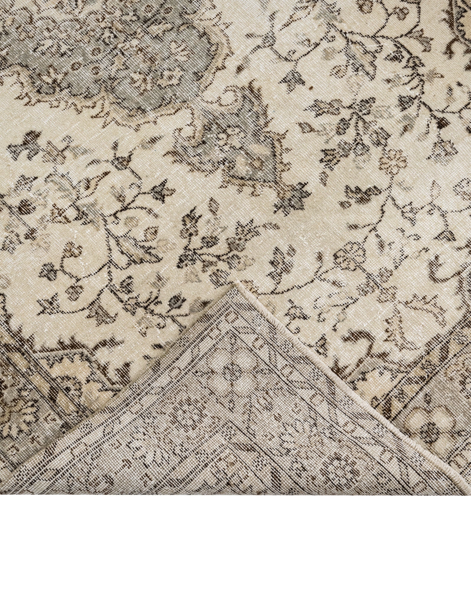 Vintage Kahverengi Göbekli Yün ve Pamuk El Dokuma Halı 180x295 Şark Halı