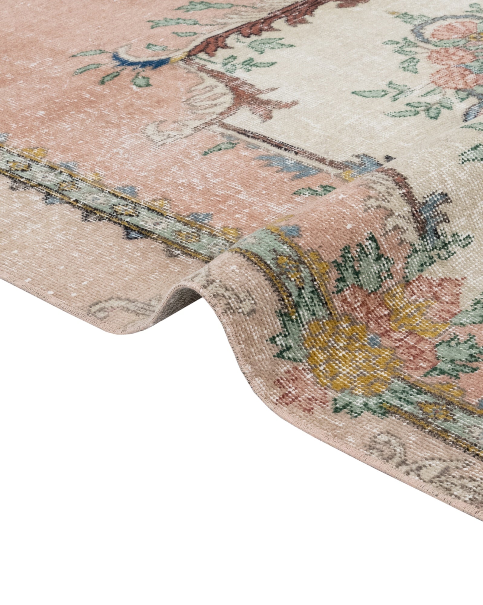 Vintage Pembe Göbekli Yün ve Pamuk El Dokuma Halı 152x257 Şark Halı