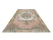 Vintage Pembe Göbekli Yün ve Pamuk El Dokuma Halı 152x257 Şark Halı