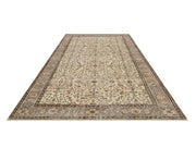 Vintage Gri Çerçeveli Yün ve Pamuk El Dokuma Halı 162x273 Şark Halı