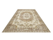 Vintage Kahverengi Göbekli Yün ve Pamuk El Dokuma Halı 160x272 Şark Halı