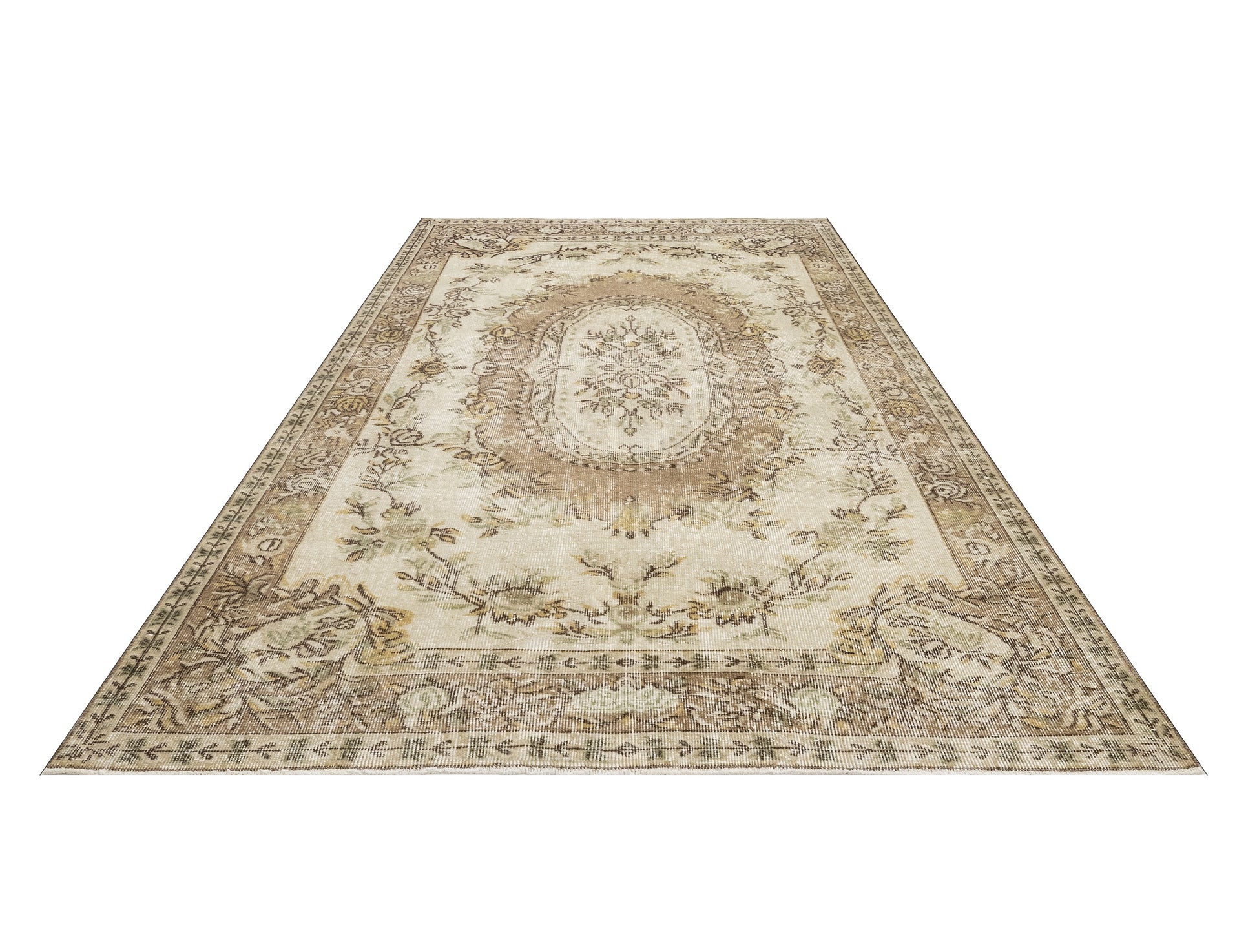 Vintage Kahverengi Göbekli Yün ve Pamuk El Dokuma Halı 160x272 Şark Halı