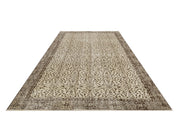 Vintage Gri Çerçeveli Yün ve Pamuk El Dokuma Halı 158x270 Şark Halı