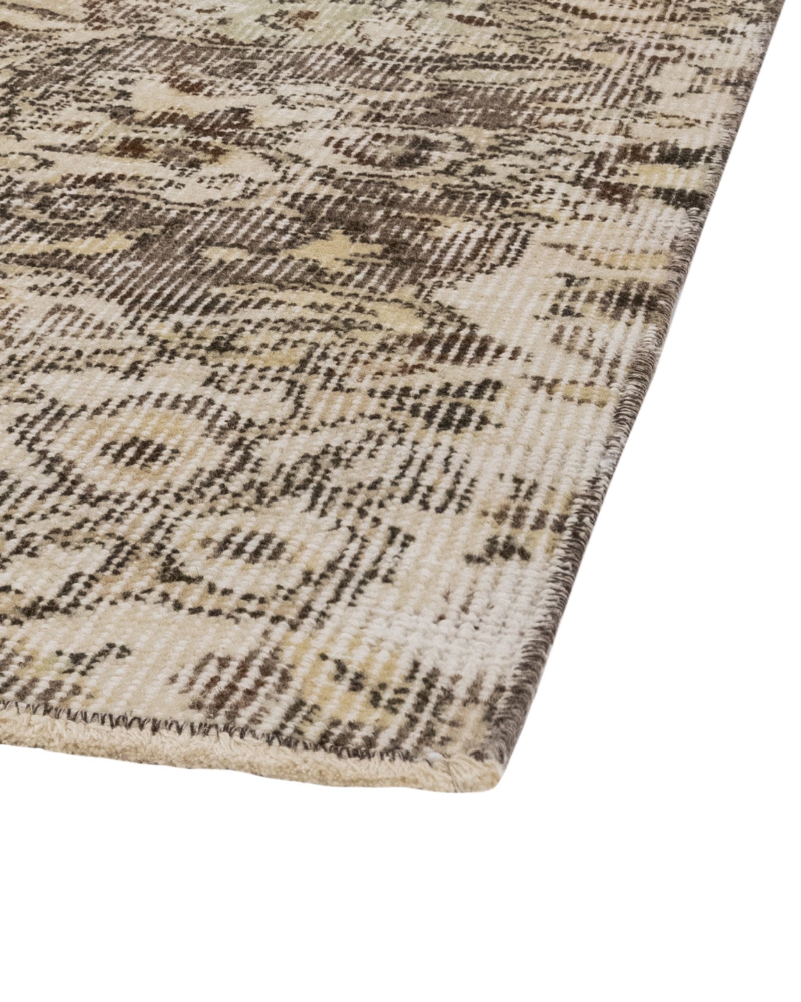 Vintage Kahverengi Göbekli Yün ve Pamuk El Dokuma Halı 162x287 Şark Halı