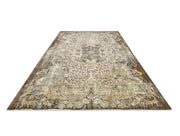 Vintage Kahverengi Göbekli Yün ve Pamuk El Dokuma Halı 172x264 Şark Halı