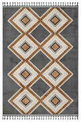 Gray Anthracite Geometric Modern Living Room Rug Polyester