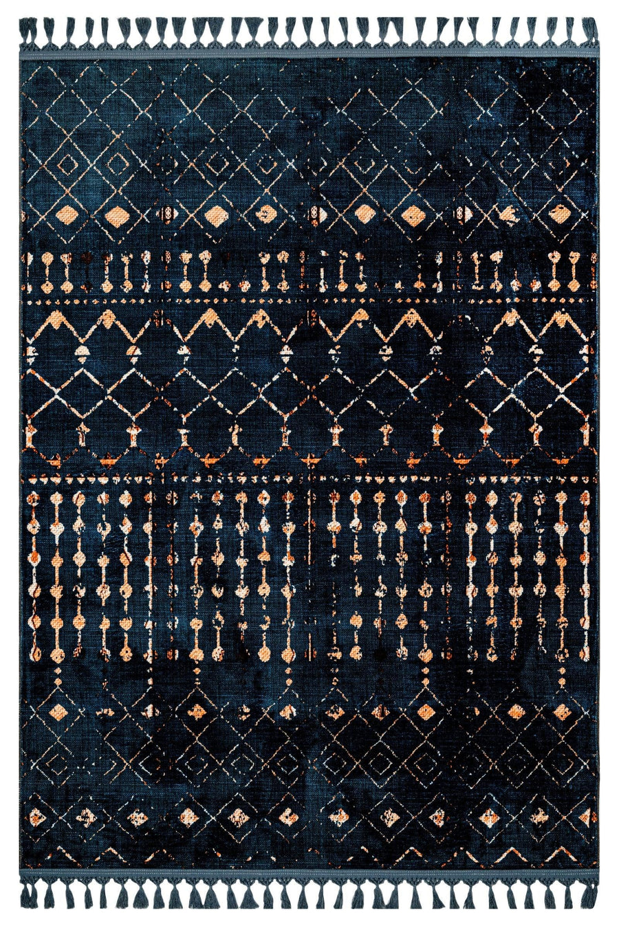 Gold Krem Bohem Geometrik Triko Halı - Yıkanabilir - Kaymaz Taban - Pati Dostu