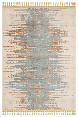 Stained Beige Light Blue Modern Living Room Rug - Polyester