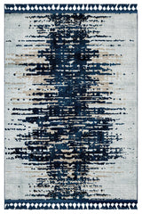 Navy Light Blue Bohemian Living Room Rug - Polyester