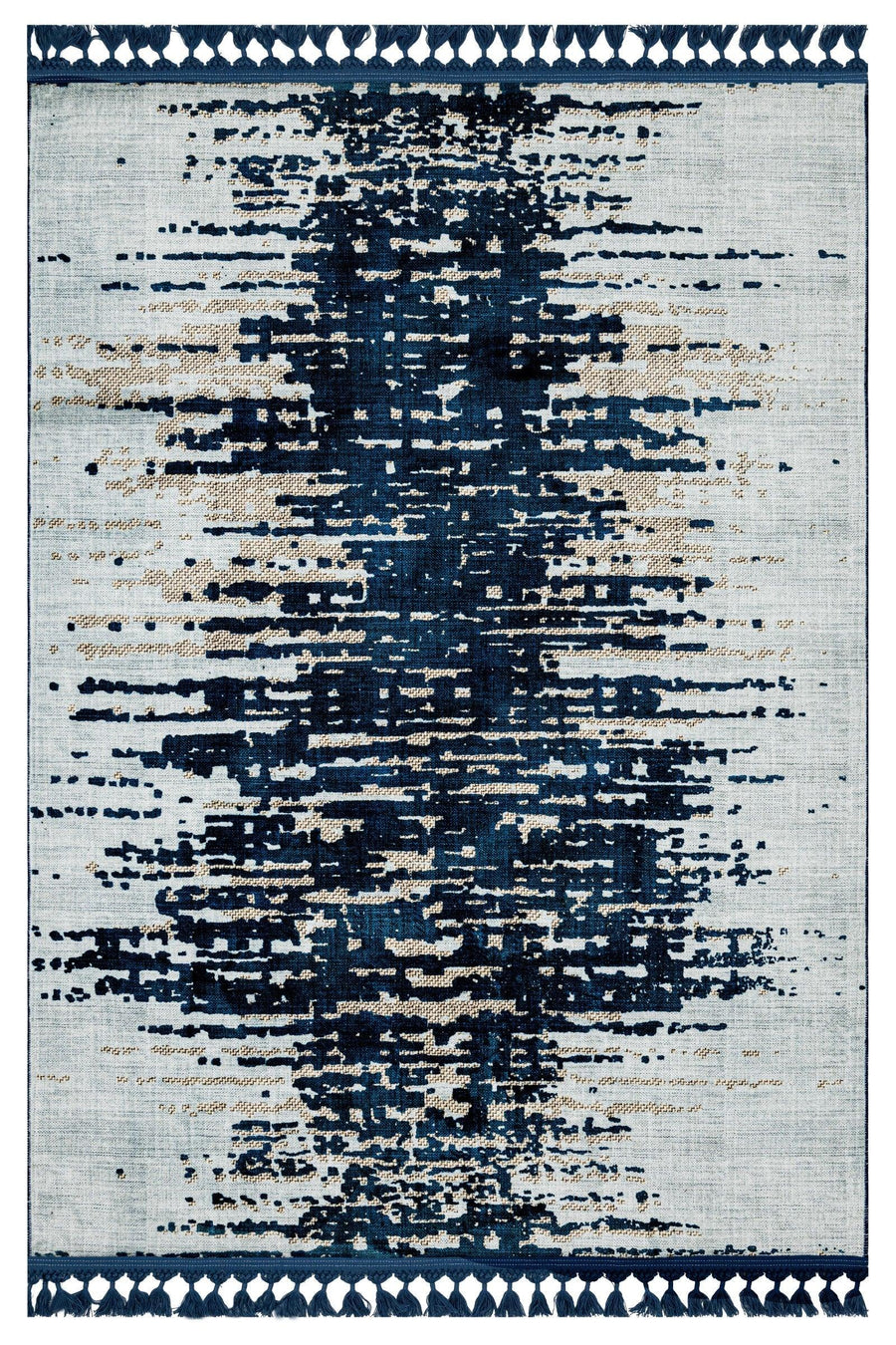 Beyaz Gri Bohem Dokulu Triko Halı - Yıkanabilir - Kaymaz Taban - Pati Dostu