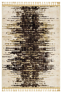 Modern Abstract Cream and Brown Area Rug