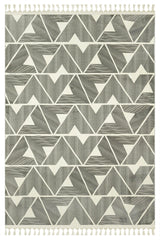 Krem Koyu Gri Modern Geometrik Salon Halısı