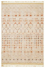 Beige Orange Bohemian Ethnic Living Room Rug - Polyester