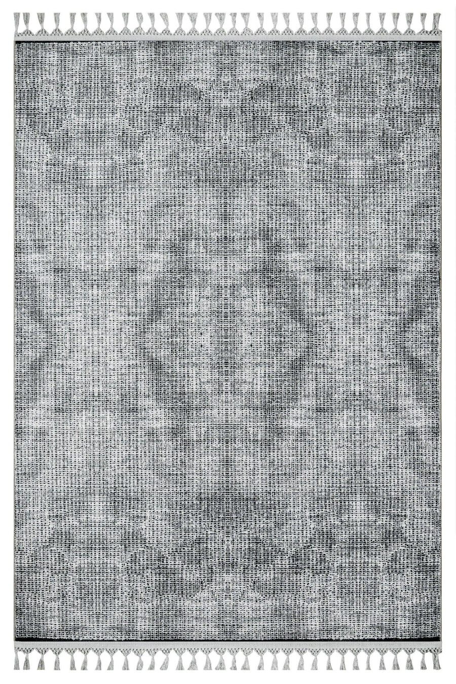 Gri Bohem Dokulu Triko Halı - Yıkanabilir - Kaymaz Taban - Pati Dostu