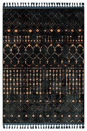 Prisha Modern Siyah Bambu Dijital Baskı Halı