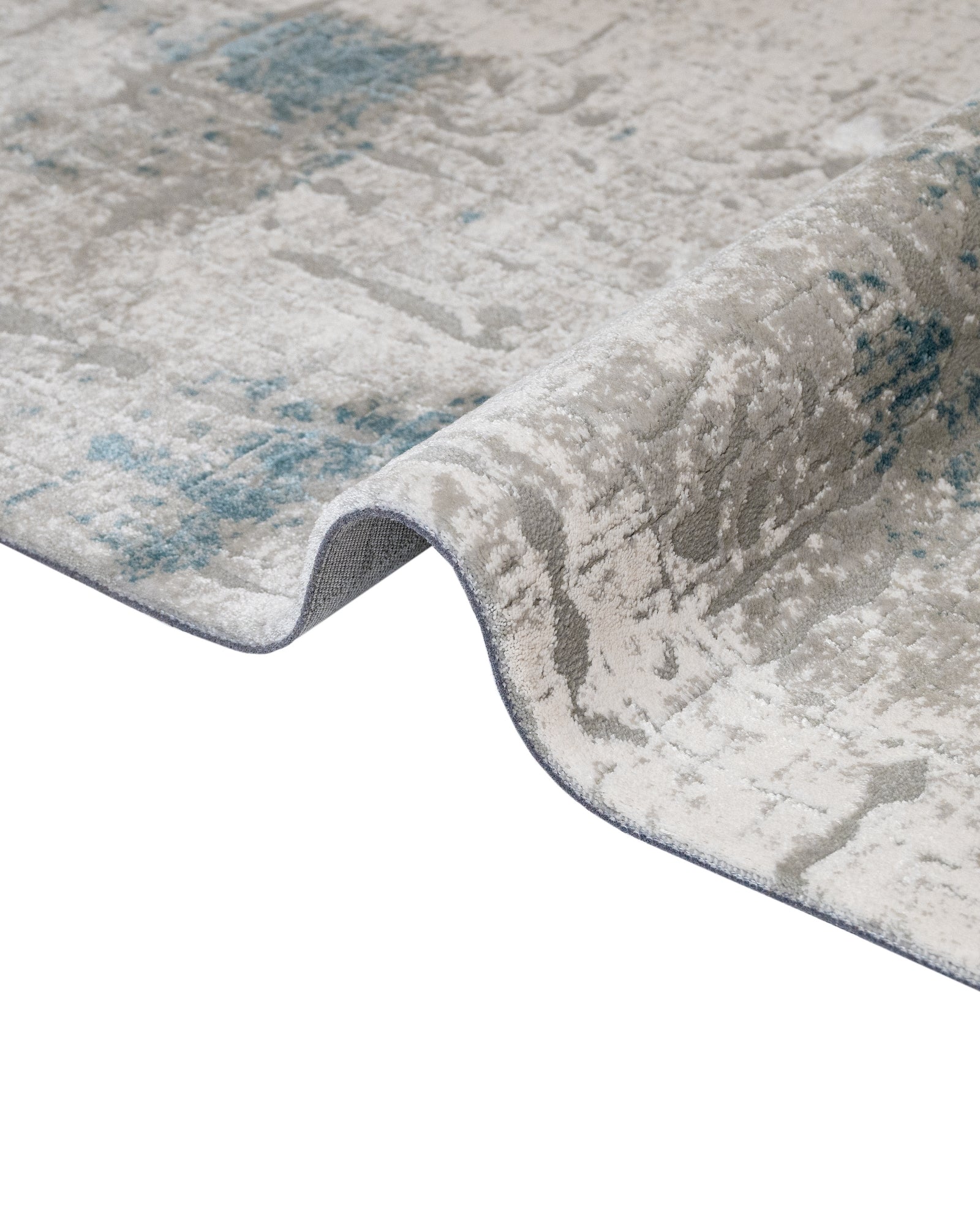 Beyaz Gri Abstract Dokulu Halı - Toz Vermez