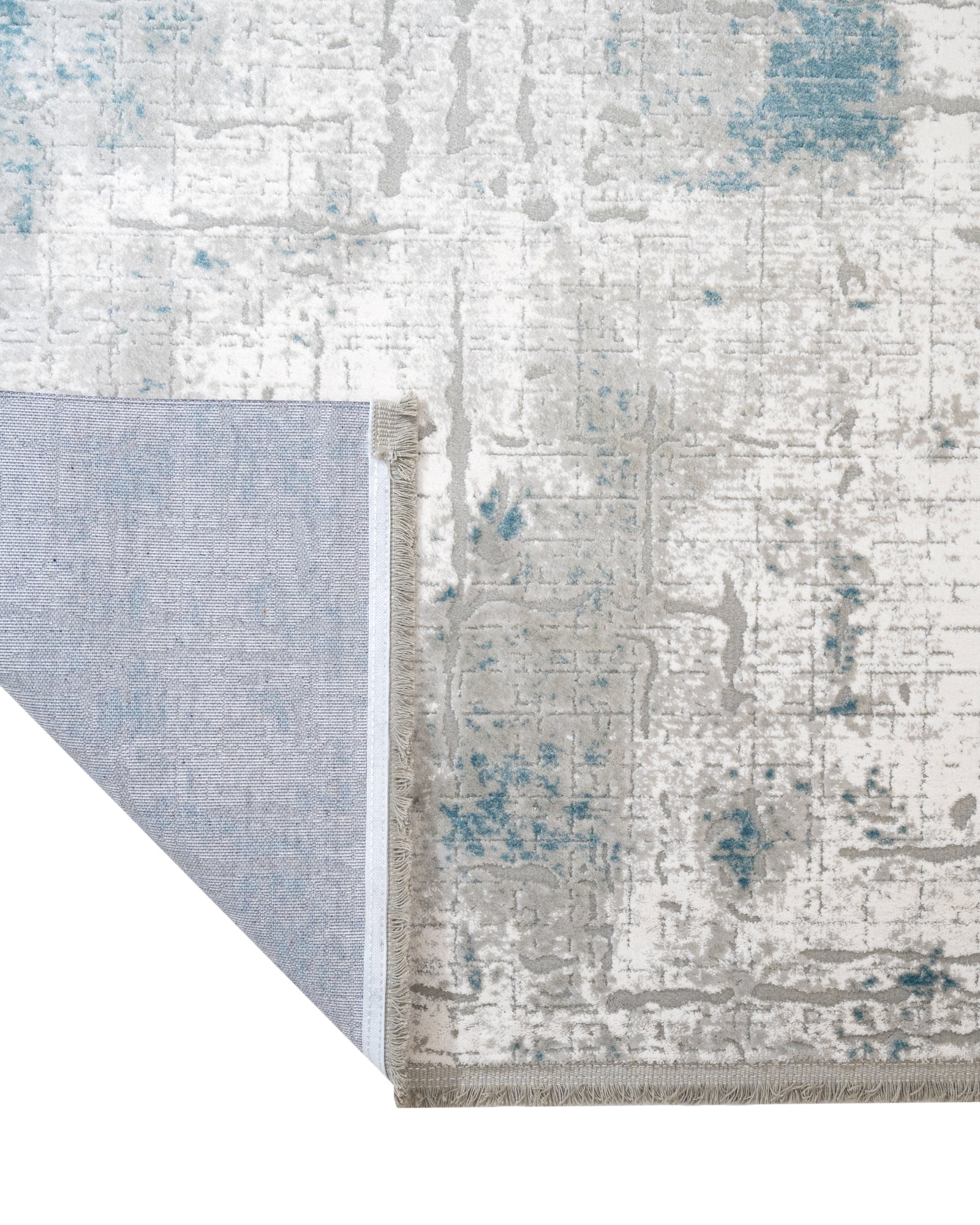 Beyaz Gri Abstract Dokulu Halı - Toz Vermez