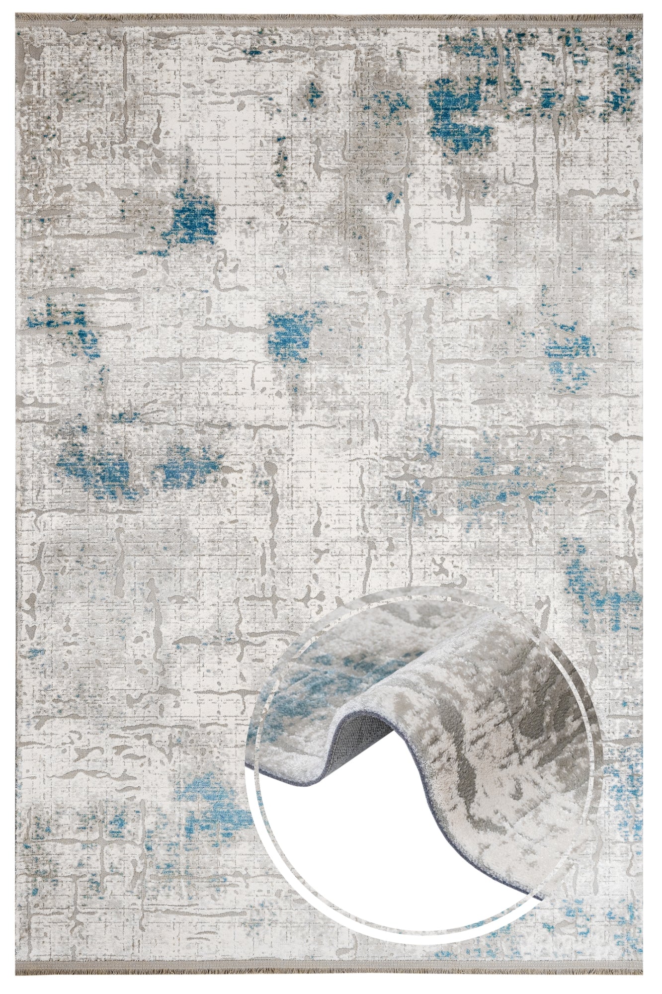 Beyaz Gri Abstract Dokulu Halı - Toz Vermez