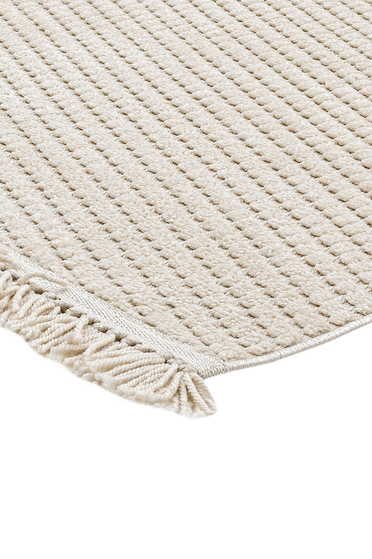 Eclipse Bej Çizgili Polyester Makine Alan Halısı Luxess