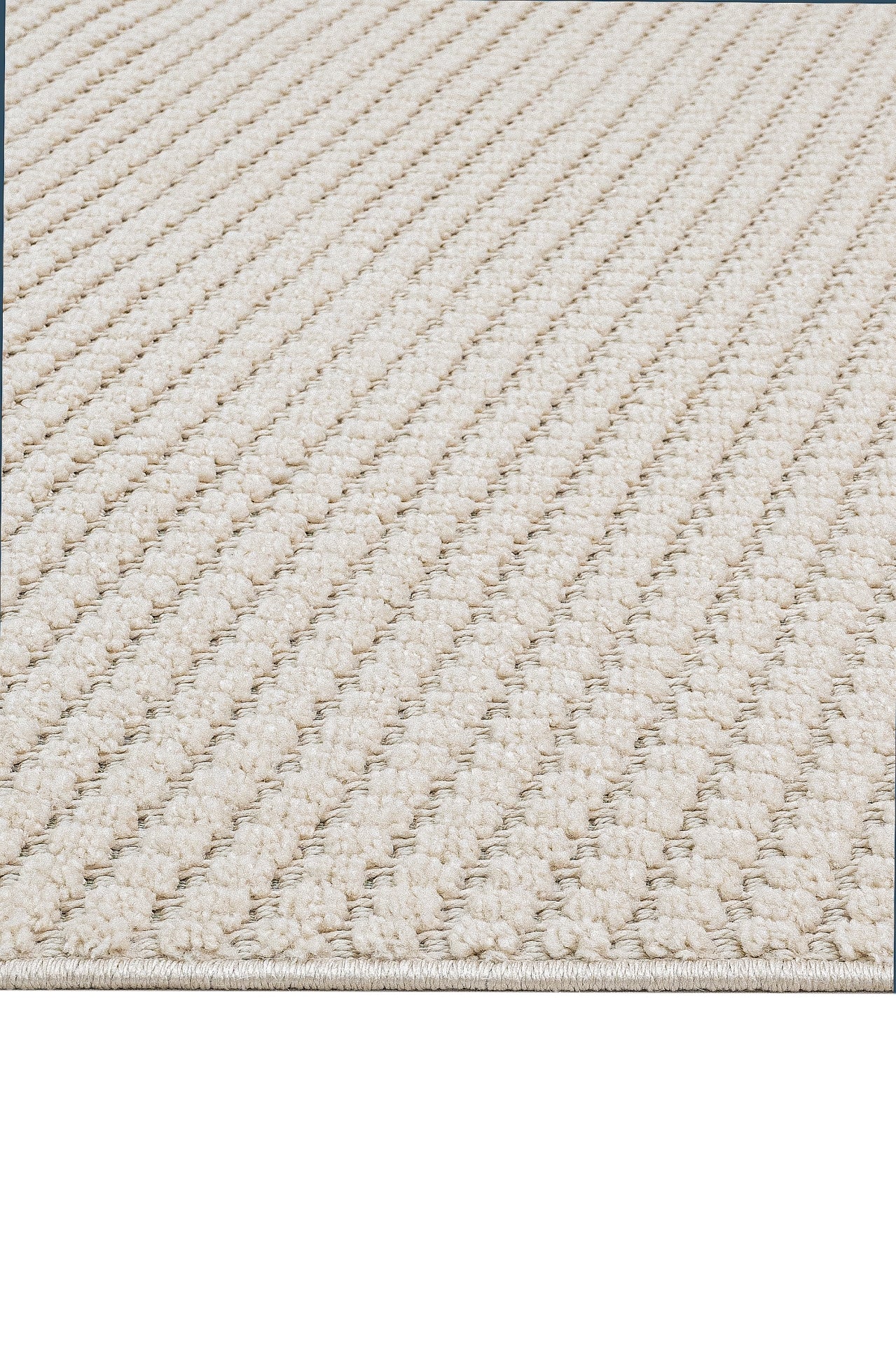 Eclipse Bej Çizgili Polyester Makine Alan Halısı Luxess