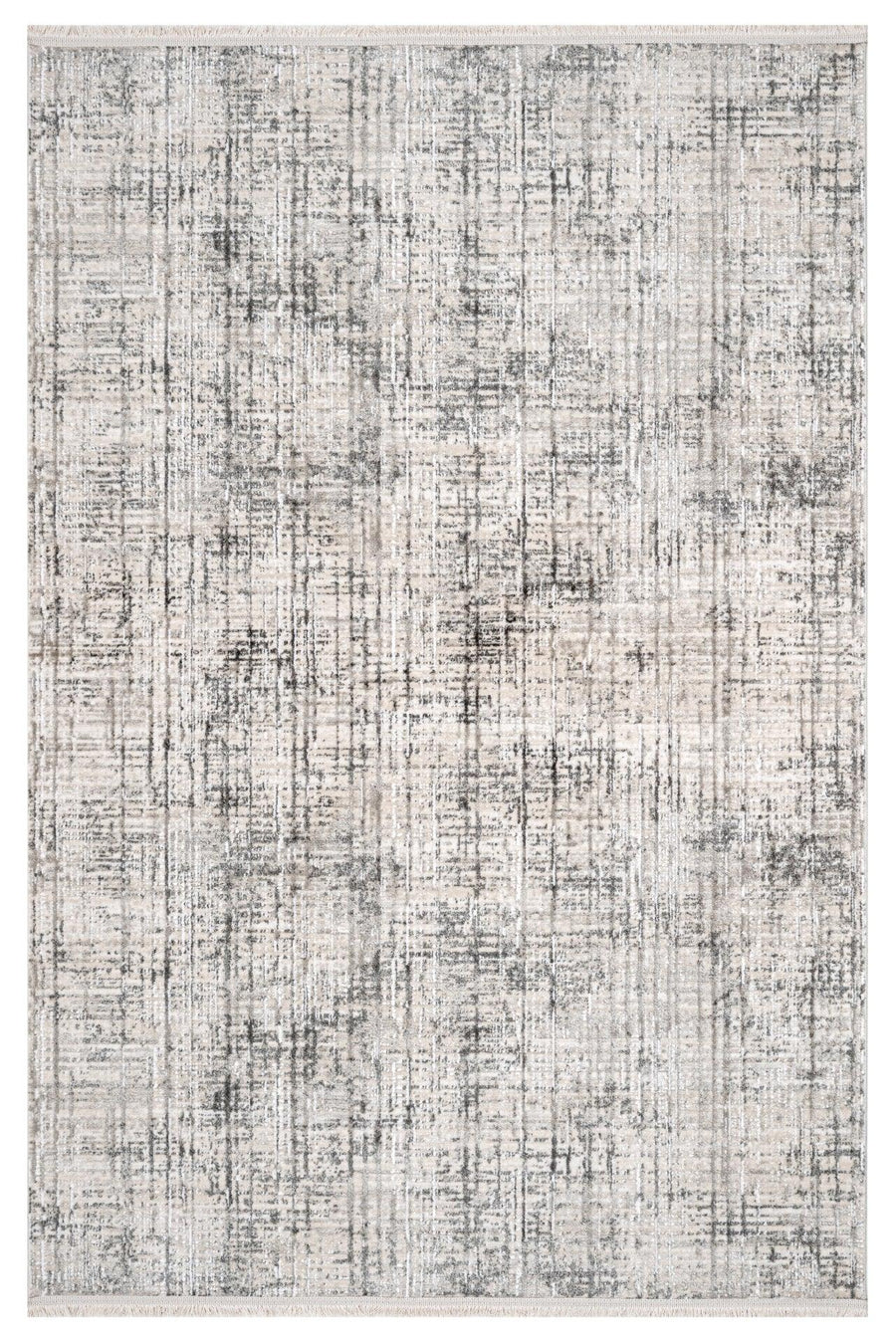 Grey and White Abstract Washable Area Rug – in the living room