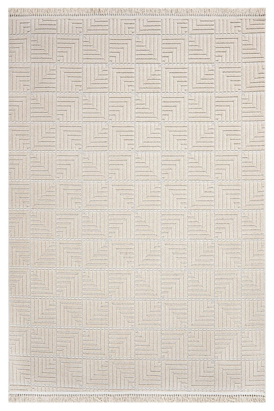 Bej Krem Modern Geometrik Salon Halısı Beige – Oturma Odası kullanımı