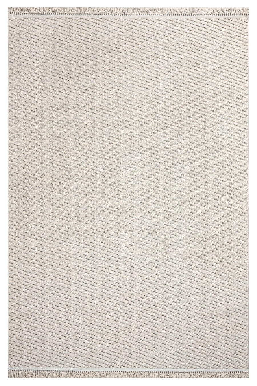 Bej Krem Düz Minimalist Triko Halı - Toz Vermez