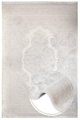 Cream Light Gray Classic Living Room Rug - Acrylic