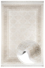Cream Beige Classic Living Room Rug Floral - Acrylic Machine Woven