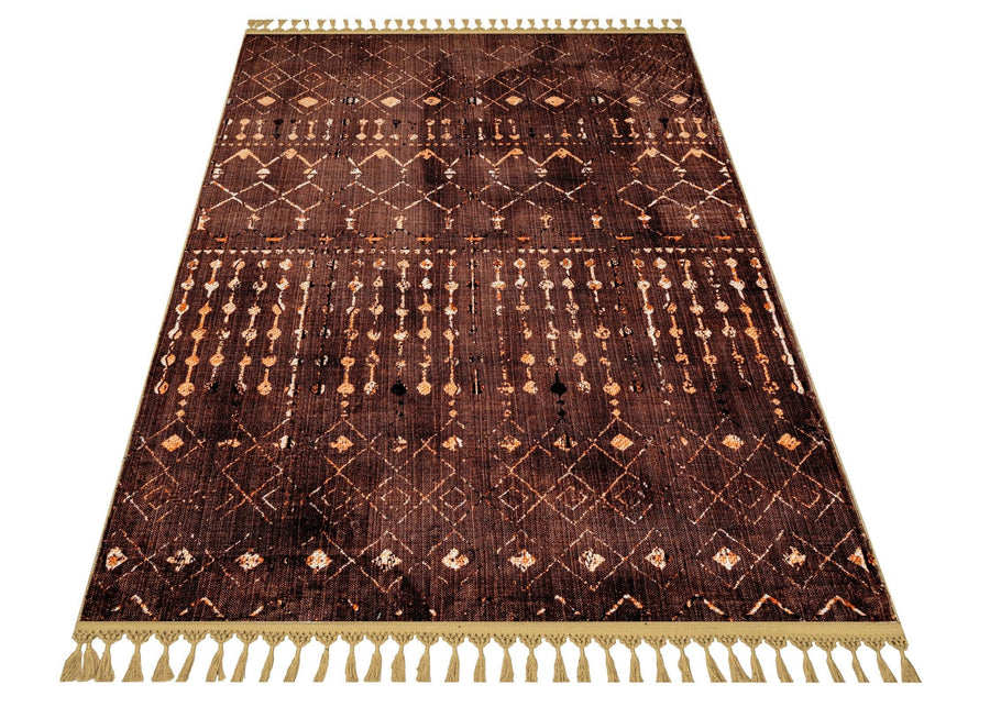 Brown and Beige Ethnic Geometric Area Rug – image 2