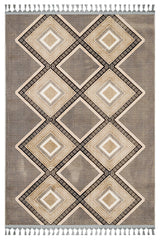 Beige Brown Bohemian Ethnic Geometric Living Room Rug Diamond - Polyester