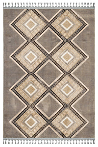 Brown and Beige Ethnic Geometric Area Rug