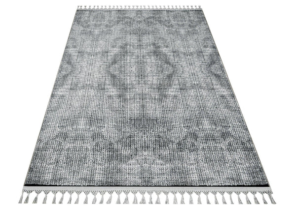 Gri Bohem Dokulu Triko Halı - Yıkanabilir - Kaymaz Taban - Pati Dostu