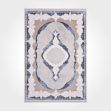 Light Gray Blue Classic Medallion Living Room Rug - Acrylic Machine Woven