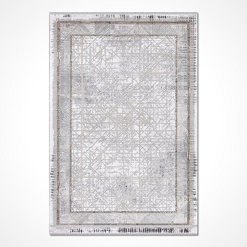 Modern Beyaz Gri Geometrik Desenli Halı 17190 – Oturma odası kullanımı