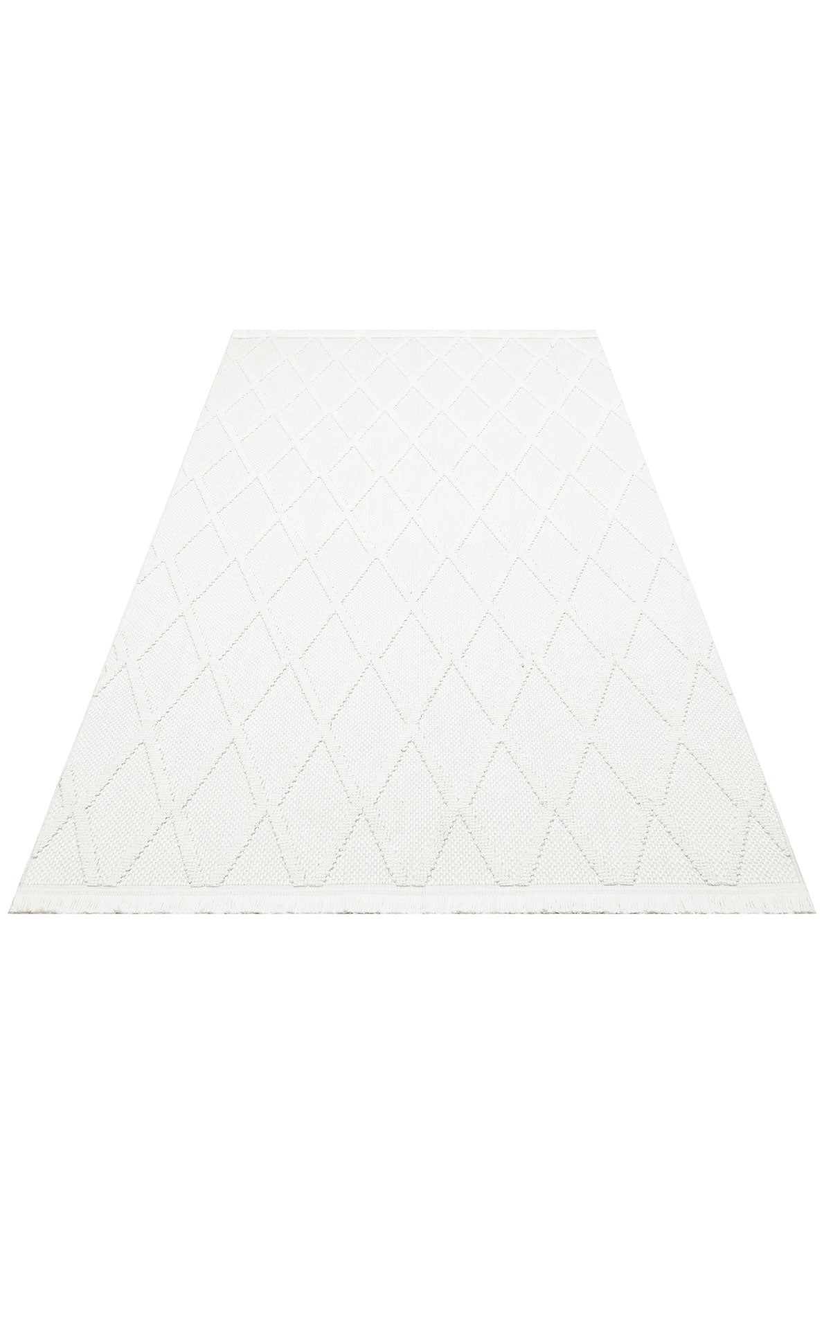 Agrigento Krem Geometrik Örgü Dokuma Makine Halısı - Makine Halısı - HALI.NET